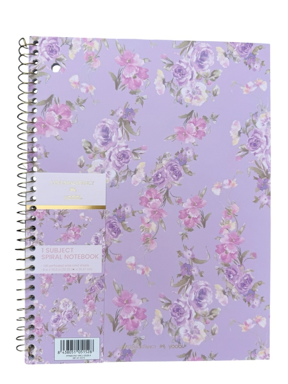 LoveShackFancy purple Floral Spiral Notebook Happy Thoughts Hibiscus